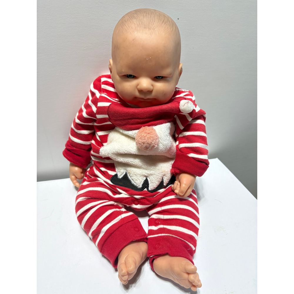 Berenguer Realistic Baby Doll Red White Striped Holiday Gnome Outfit 14 Inch